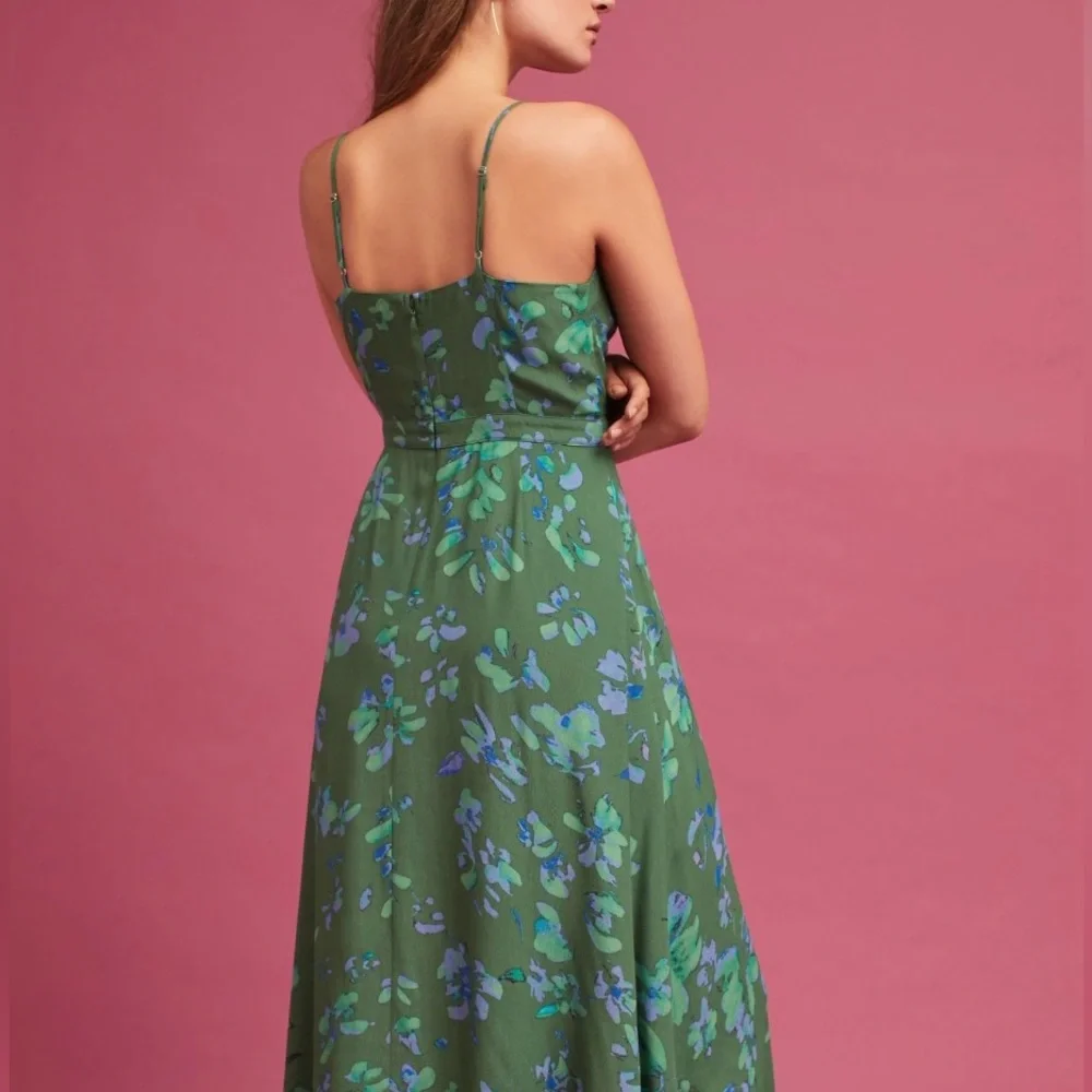 Plenty by Tracy Reese Isla Floral midi Green Peephole Anthropologie Dress XS - Picture 5 of 7